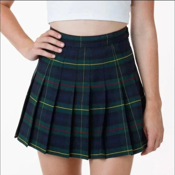 American Apparel Green Tartan Plaid Skirt Size M - Picture 1 of 7